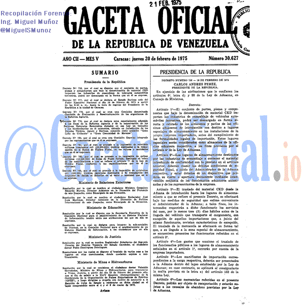 Gaceta Oficial 30627 del 20 Febrero 1975