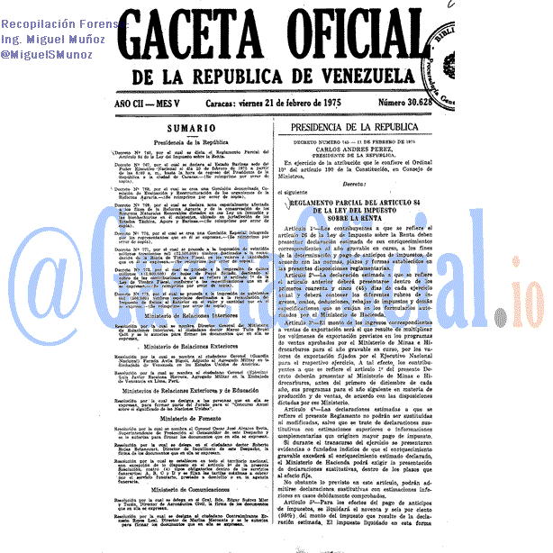 Gaceta Oficial 30628 del 21 Febrero 1975
