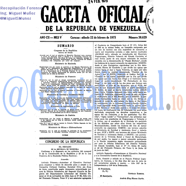 Gaceta Oficial 30629 del 22 Febrero 1975
