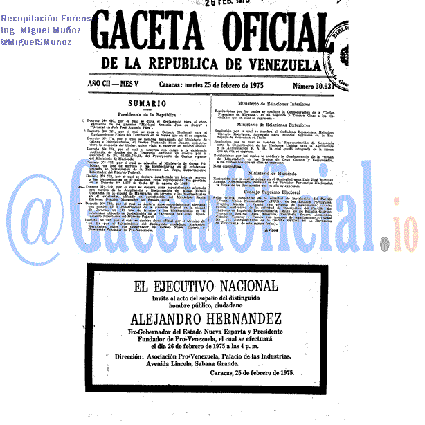 Gaceta Oficial 30631 del 25 Febrero 1975