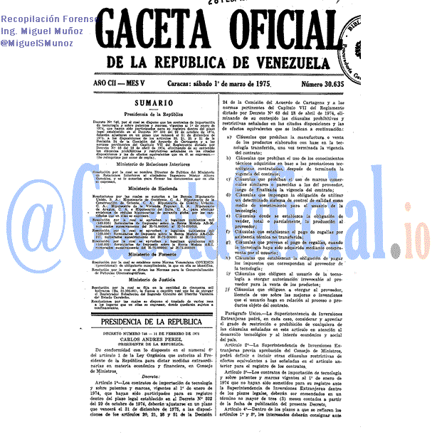 Gaceta Oficial 30635 del 1 Marzo 1975