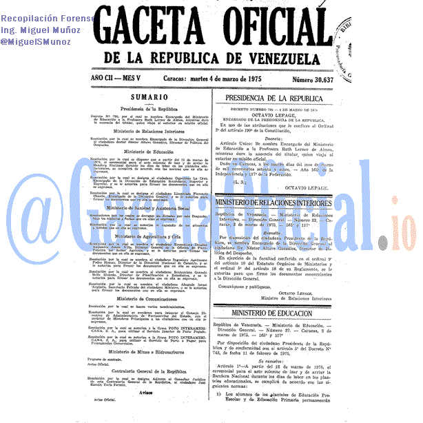 Gaceta Oficial 30637 del 4 Marzo 1975