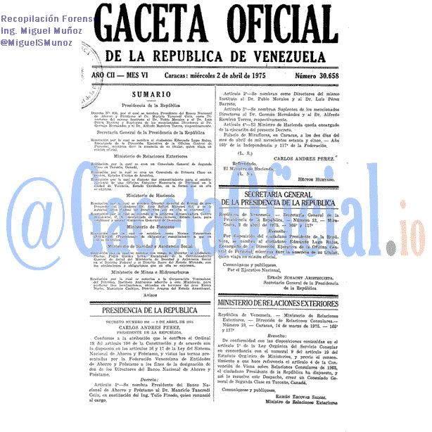 Gaceta Oficial 30658 del 2 Abril 1975