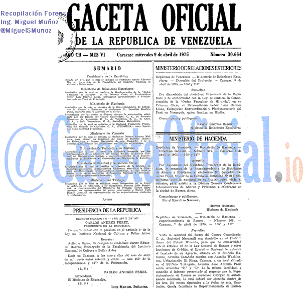 Gaceta Oficial 30664 del 9 Abril 1975