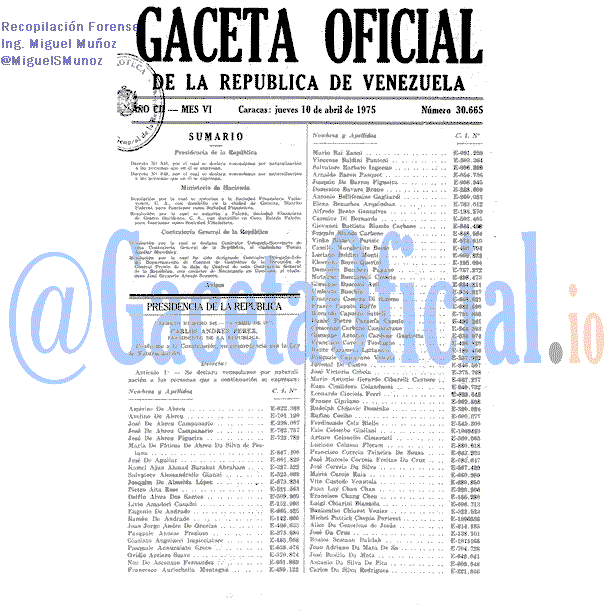 Gaceta Oficial 30665 del 10 Abril 1975