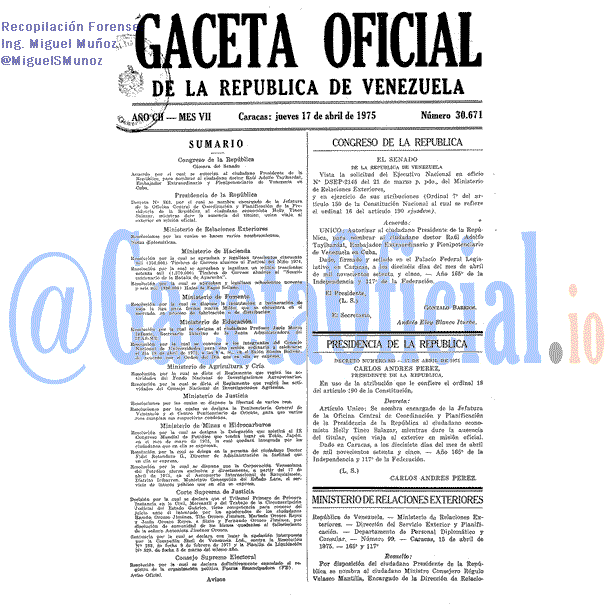 Gaceta Oficial 30671 del 17 Abril 1975