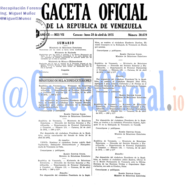 Gaceta Oficial 30679 del 28 Abril 1975
