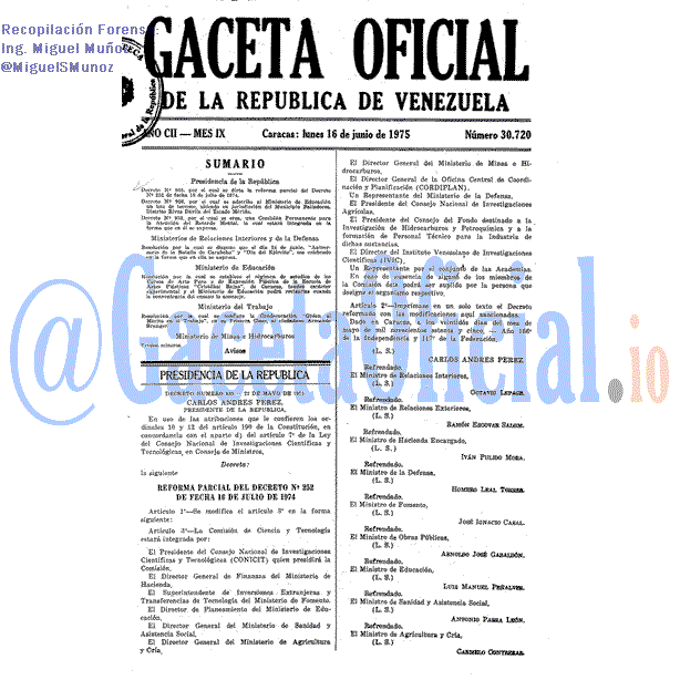 Gaceta Oficial 30720 del 16 Junio 1975