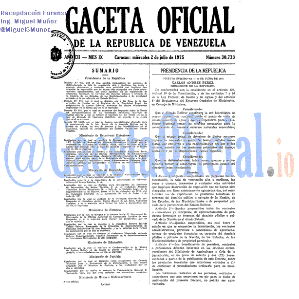 Gaceta Oficial 30733 del 2 Julio 1975
