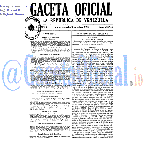 Gaceta Oficial 30744 del 16 Julio 1975
