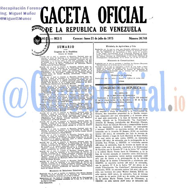 Gaceta Oficial 30748 del 21 Julio 1975