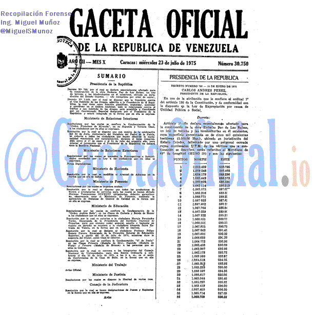 Gaceta Oficial 30750 del 23 Julio 1975