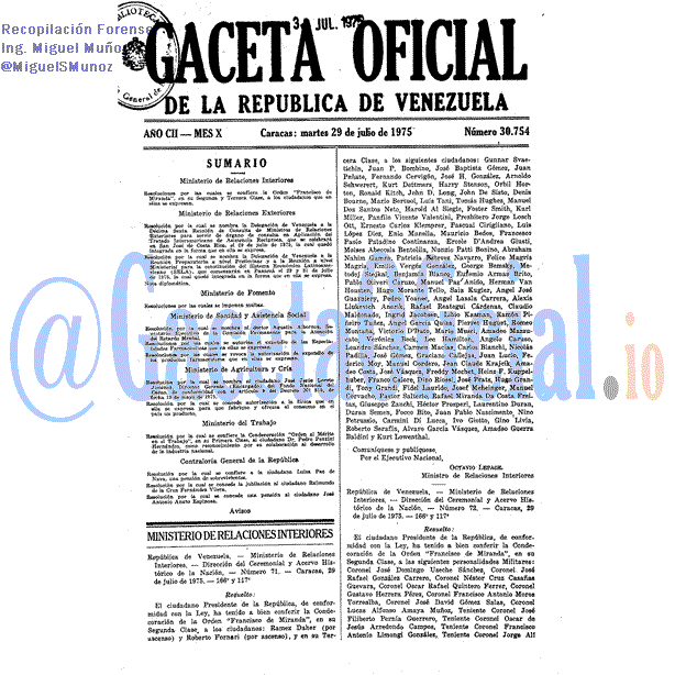 Gaceta Oficial 30754 del 29 Julio 1975