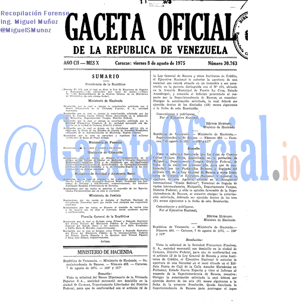 Gaceta Oficial 30763 del 8 Agosto 1975
