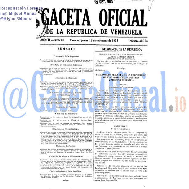 Gaceta Oficial 30798 del 18 Septiembre 1975