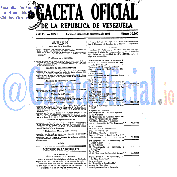 Gaceta Oficial 30863 del 4 Diciembre 1975