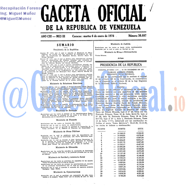 Gaceta Oficial 30887 del 6 Enero 1976