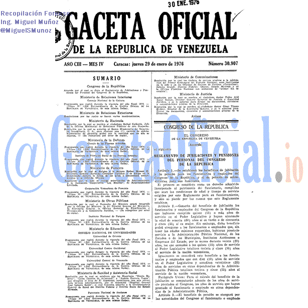 Gaceta Oficial 30907 del 29 Enero 1976
