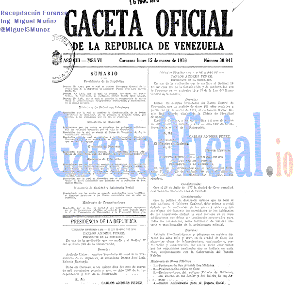 Gaceta Oficial 30941 del 15 Marzo 1976