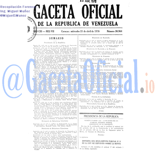 Gaceta Oficial 30964 del 21 Abril 1976