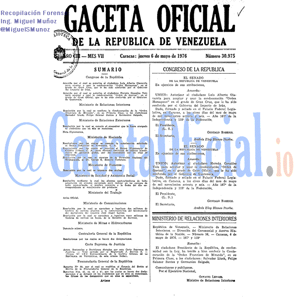 Gaceta Oficial 30975 del 6 Mayo 1976