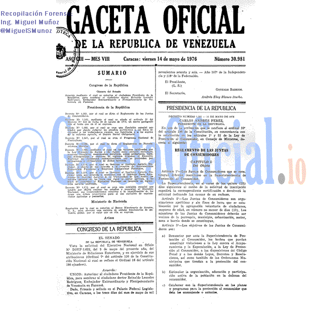 Gaceta Oficial 30981 del 14 Mayo 1976