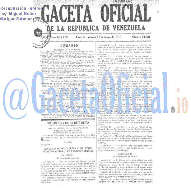 Gaceta Oficial 30986 del 21 Mayo 1976