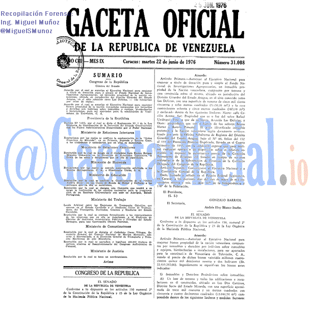 Gaceta Oficial 31008 del 22 Junio 1976