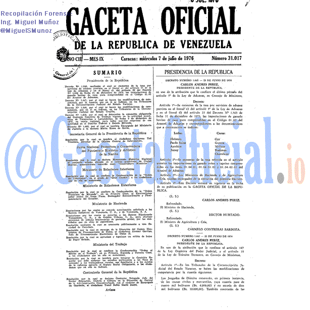 Gaceta Oficial 31017 del 7 Julio 1976