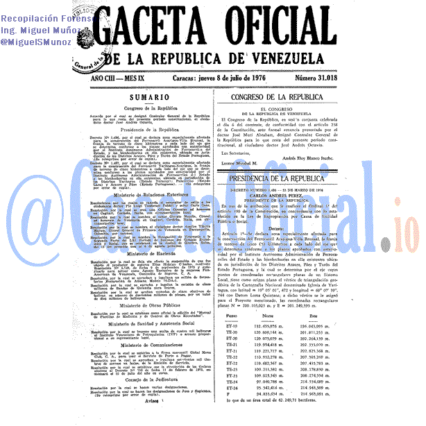 Gaceta Oficial 31018 del 8 Julio 1976