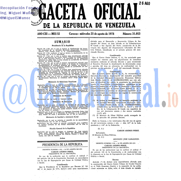 Gaceta Oficial 31053 del 25 Agosto 1976