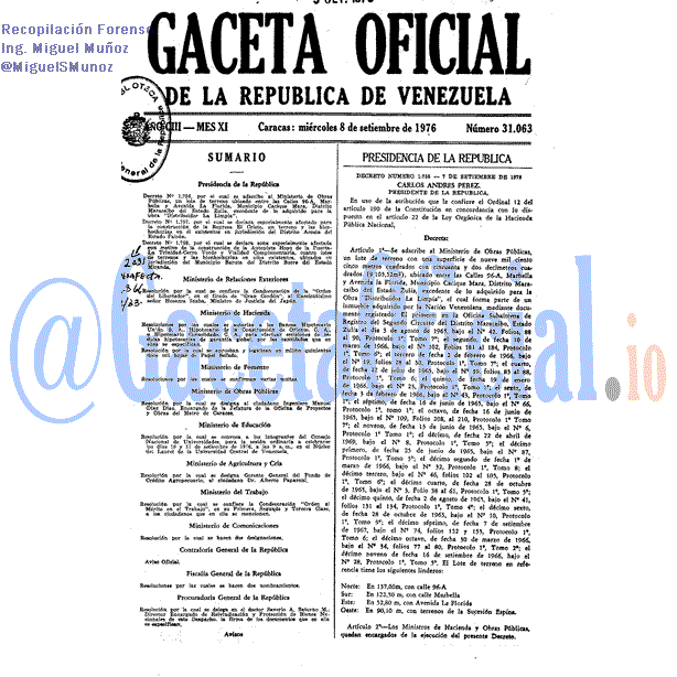 Gaceta Oficial 31063 del 8 Septiembre 1976