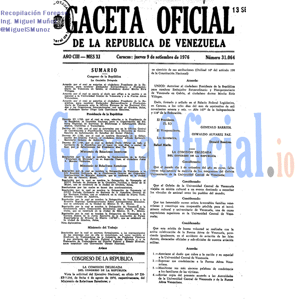 Gaceta Oficial 31064 del 9 Septiembre 1976