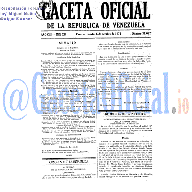 Gaceta Oficial 31082 del 5 Octubre 1976