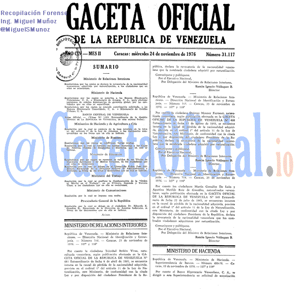 Gaceta Oficial 31117 del 24 Noviembre 1976