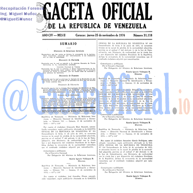 Gaceta Oficial 31118 del 25 Noviembre 1976