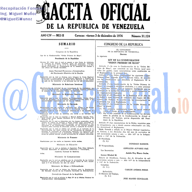 Gaceta Oficial 31124 del 3 Diciembre 1976