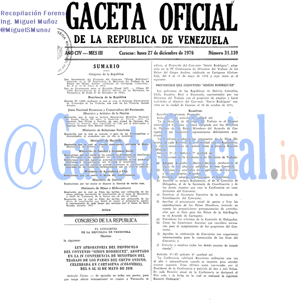 Gaceta Oficial 31139 del 27 Diciembre 1976