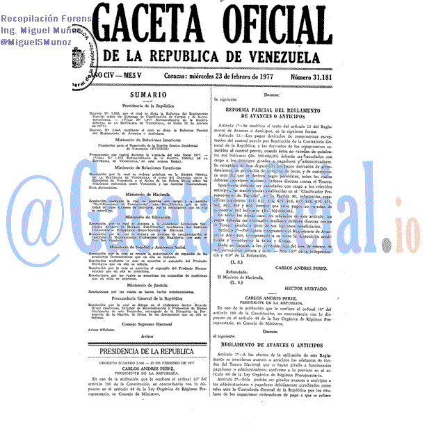 Gaceta Oficial 31181 del 23 Febrero 1977