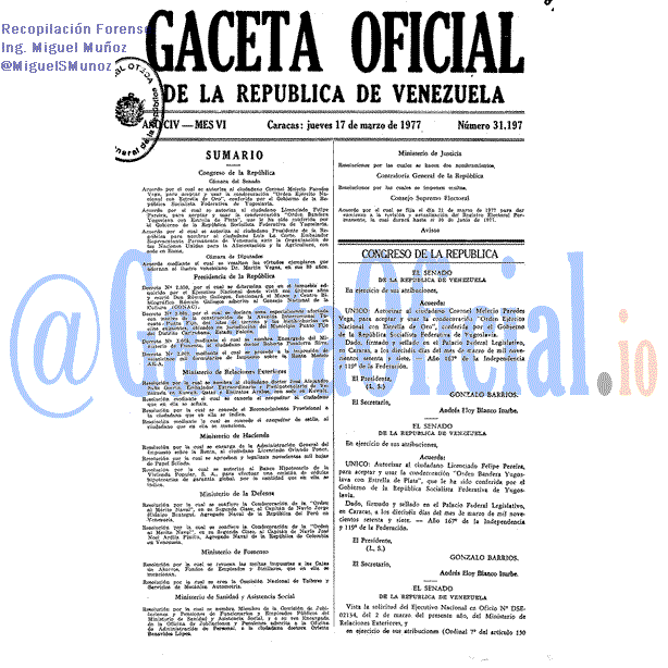 Gaceta Oficial 31197 del 17 Marzo 1977