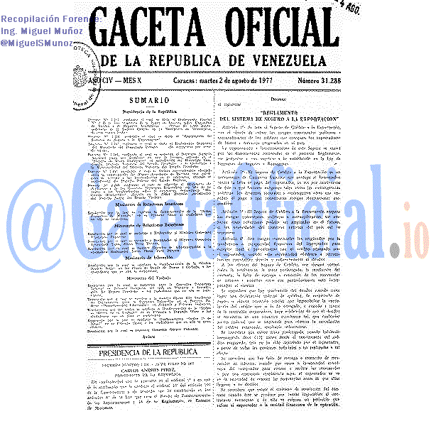 Gaceta Oficial 31288 del 2 Agosto 1977