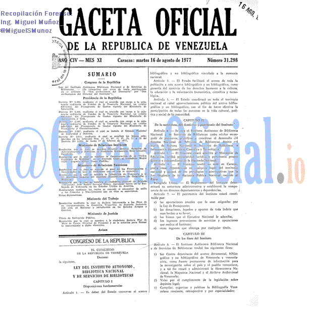 Gaceta Oficial 31298 del 16 Agosto 1977