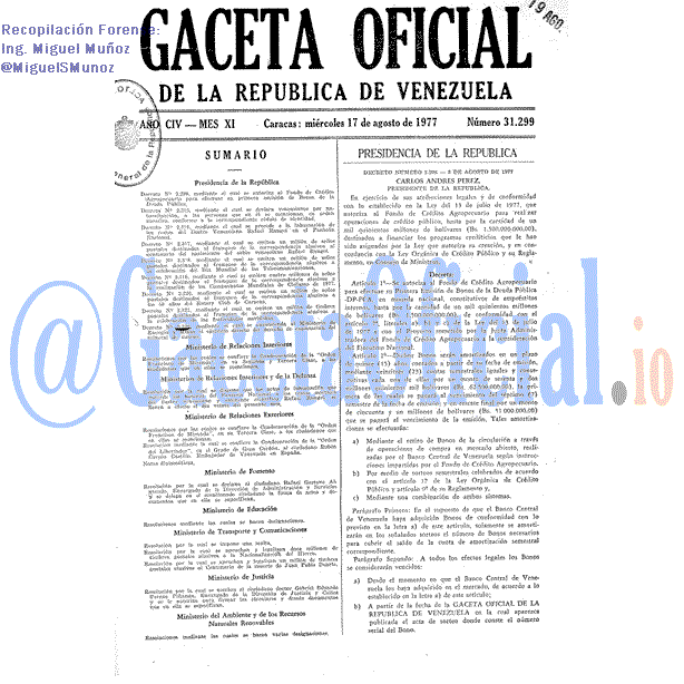 Gaceta Oficial 31299 del 17 Agosto 1977