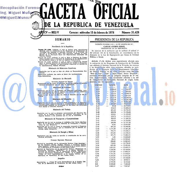 Gaceta Oficial 31428 del 15 Febrero 1978