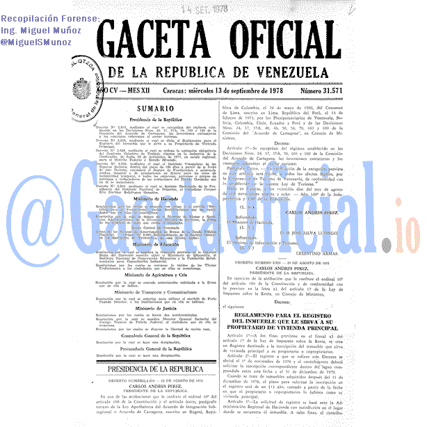 Gaceta Oficial 31571 del 13 Septiembre 1978