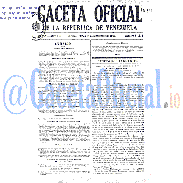 Gaceta Oficial 31572 del 14 Septiembre 1978