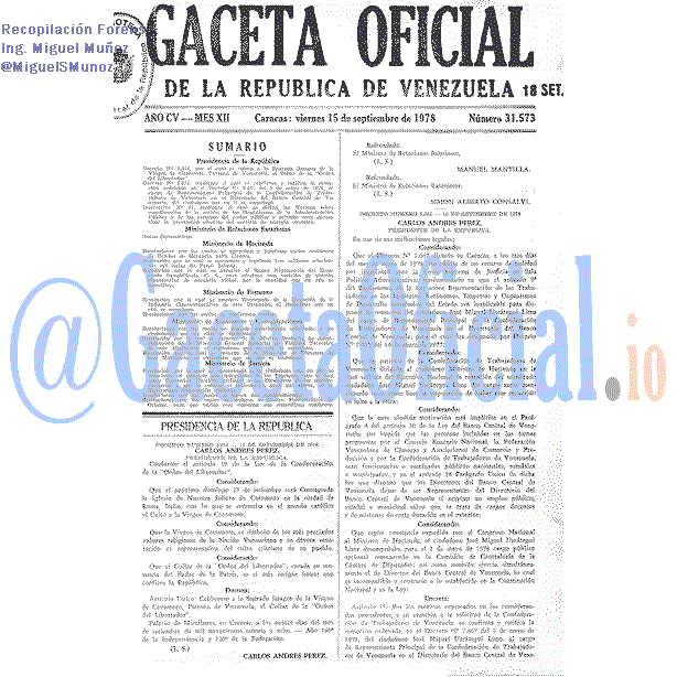 Gaceta Oficial 31573 del 15 Septiembre 1978
