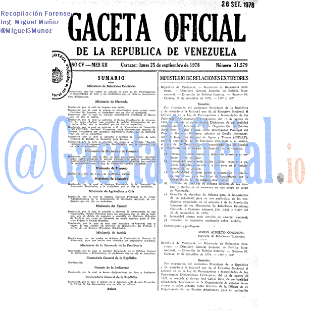 Gaceta Oficial 31579 del 25 Septiembre 1978