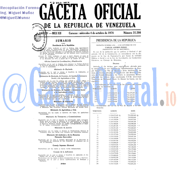 Gaceta Oficial 31586 del 4 Octubre 1978