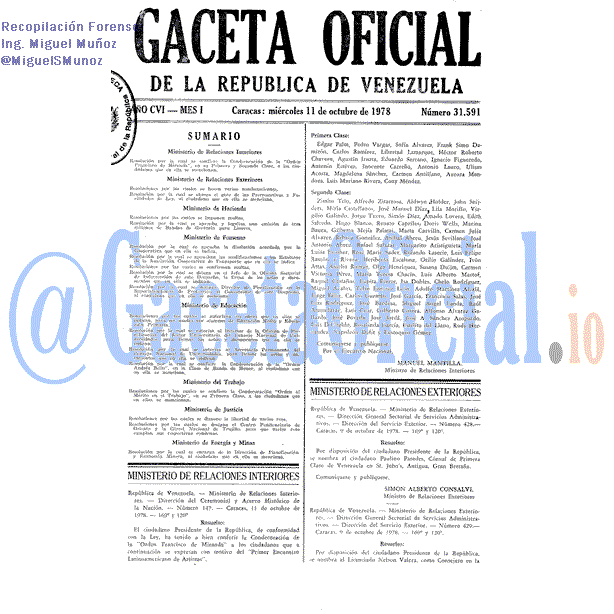 Gaceta Oficial 31591 del 11 Octubre 1978